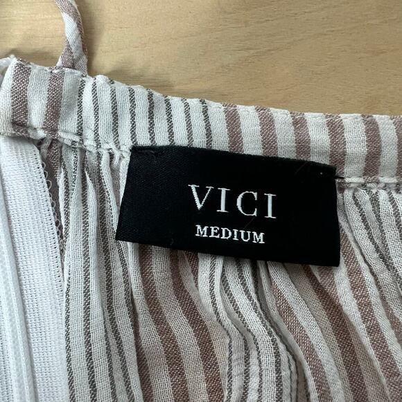 VICI Halter Off the Shoulder Peasant Top Blouse Size Medium Striped Flowy Boho - Picture 5 of 8